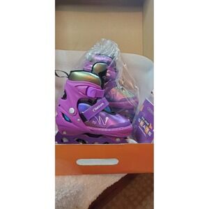 Girls Adjustable Flashing Inline Skates Light-Up Wheels